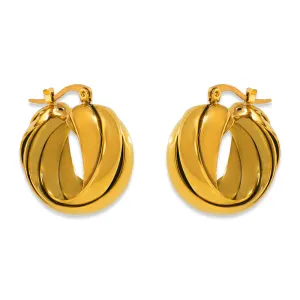 Elegant French Twist Weave Earrings with Titanium Steel U-Shaped Ear Buckle