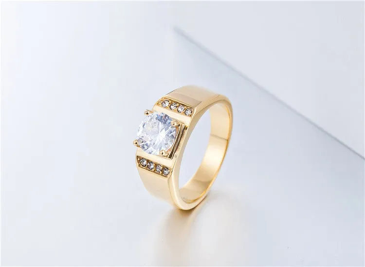 Elegant Titanium Wedding Ring with Zircon for Men
