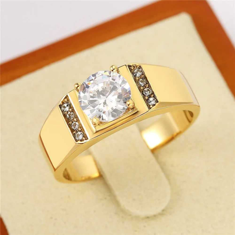 Elegant Titanium Wedding Ring with Zircon for Men