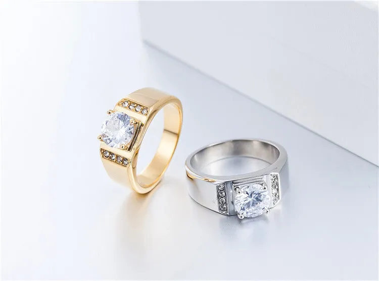 Elegant Titanium Wedding Ring with Zircon for Men