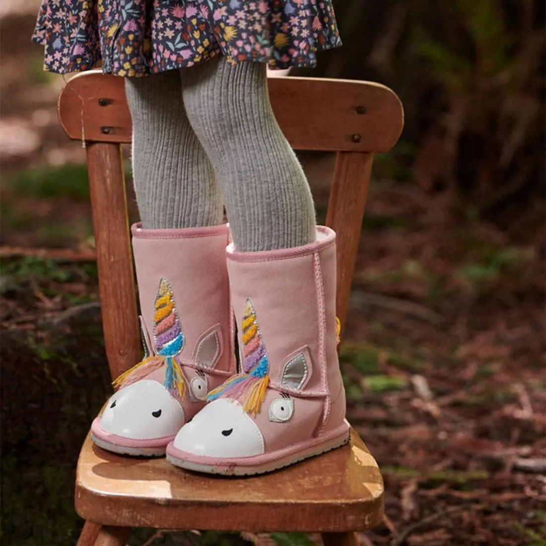 EMU Kids Magical Unicorn Pink Wool Boot