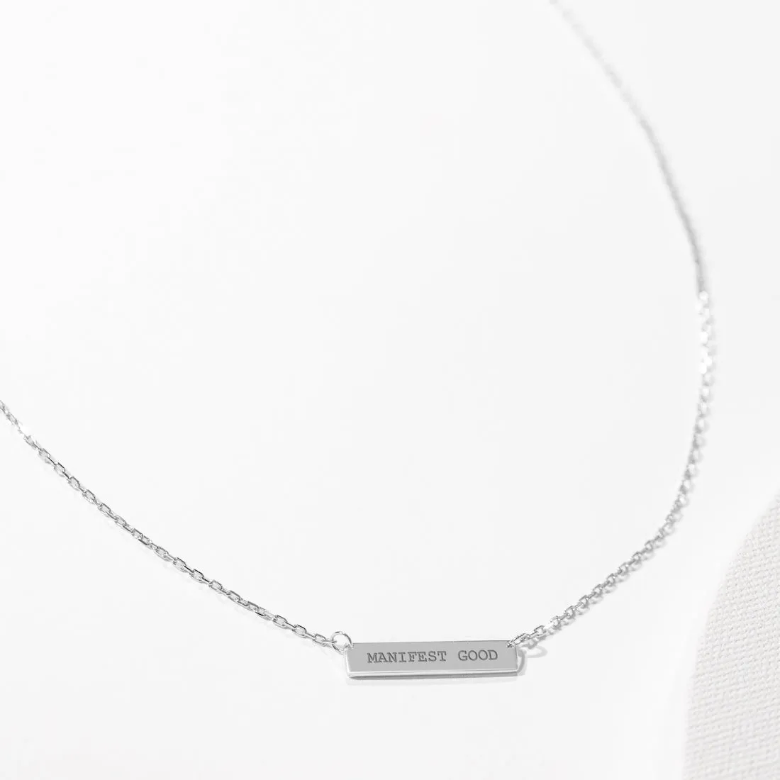 Engraved Bar Pendant: Manifest Good - Silver
