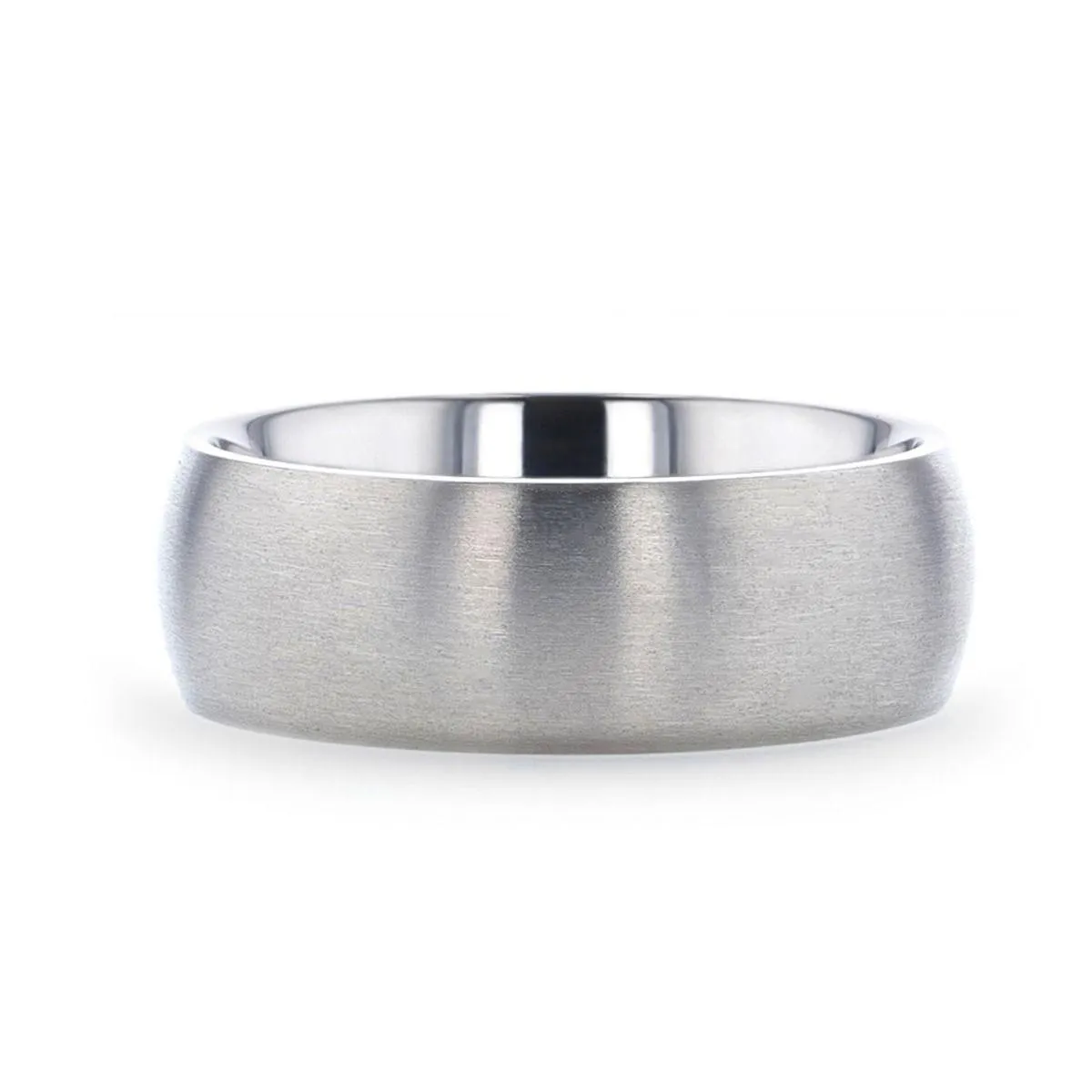 ERIS Men’s Titanium Brushed Finish Domed Wedding Band - 6mm & 8mm