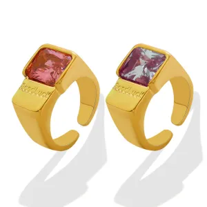 French Style Unisex Titanium Steel Ring with Zircon Detail