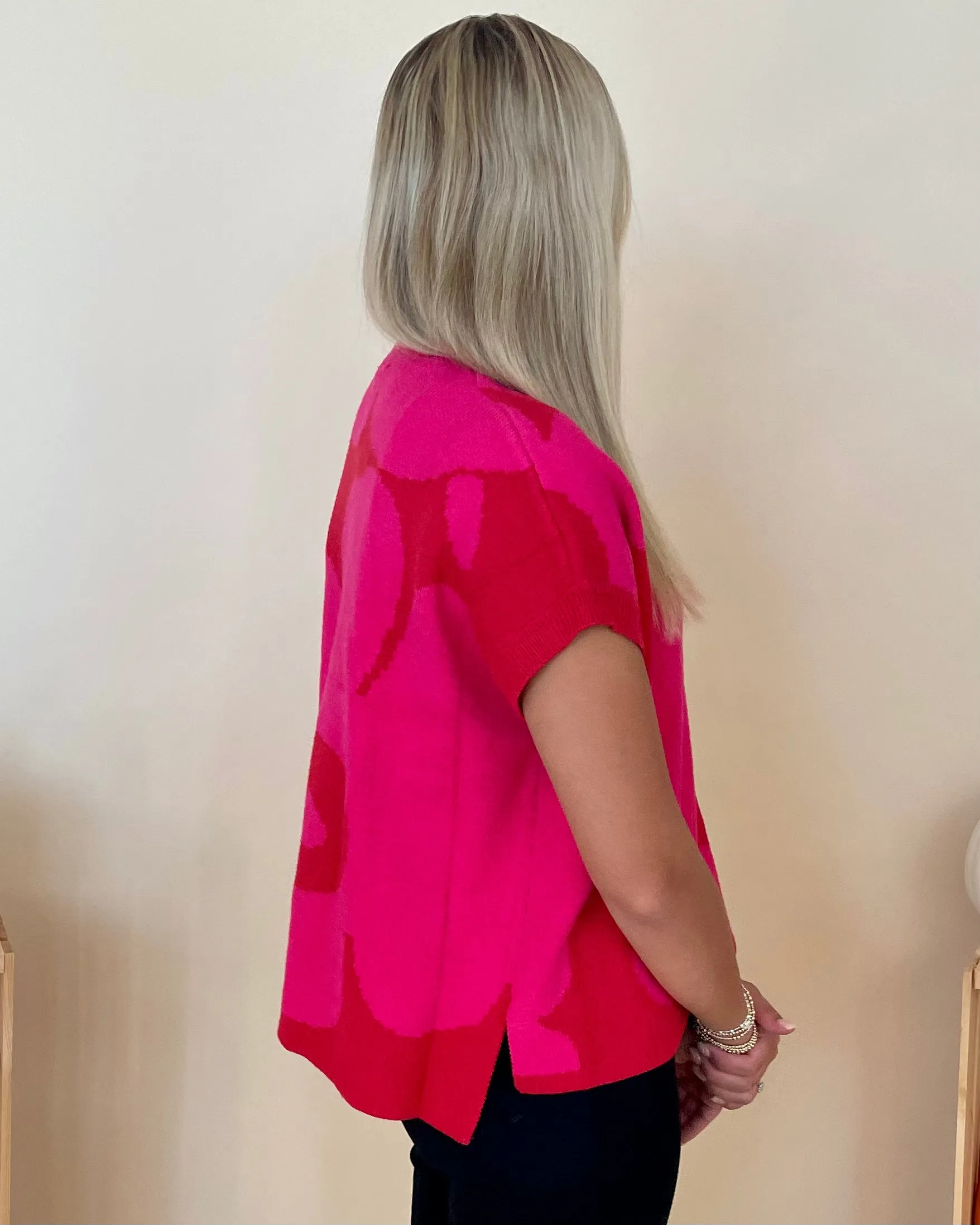 Full Heart Hot Pink/Red Flower Top