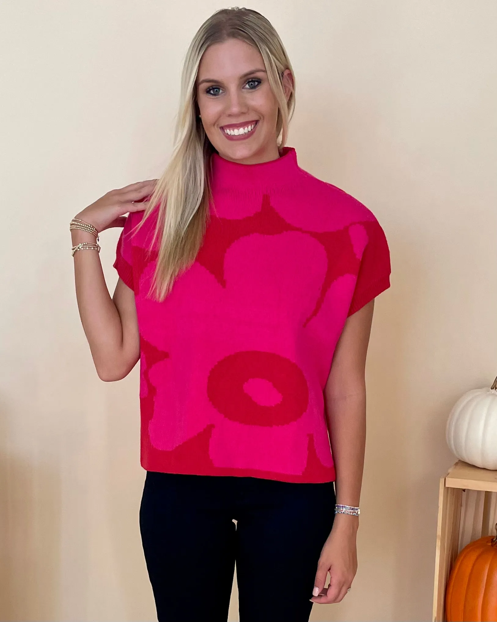 Full Heart Hot Pink/Red Flower Top