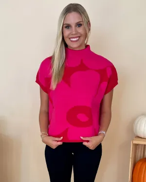 Full Heart Hot Pink/Red Flower Top