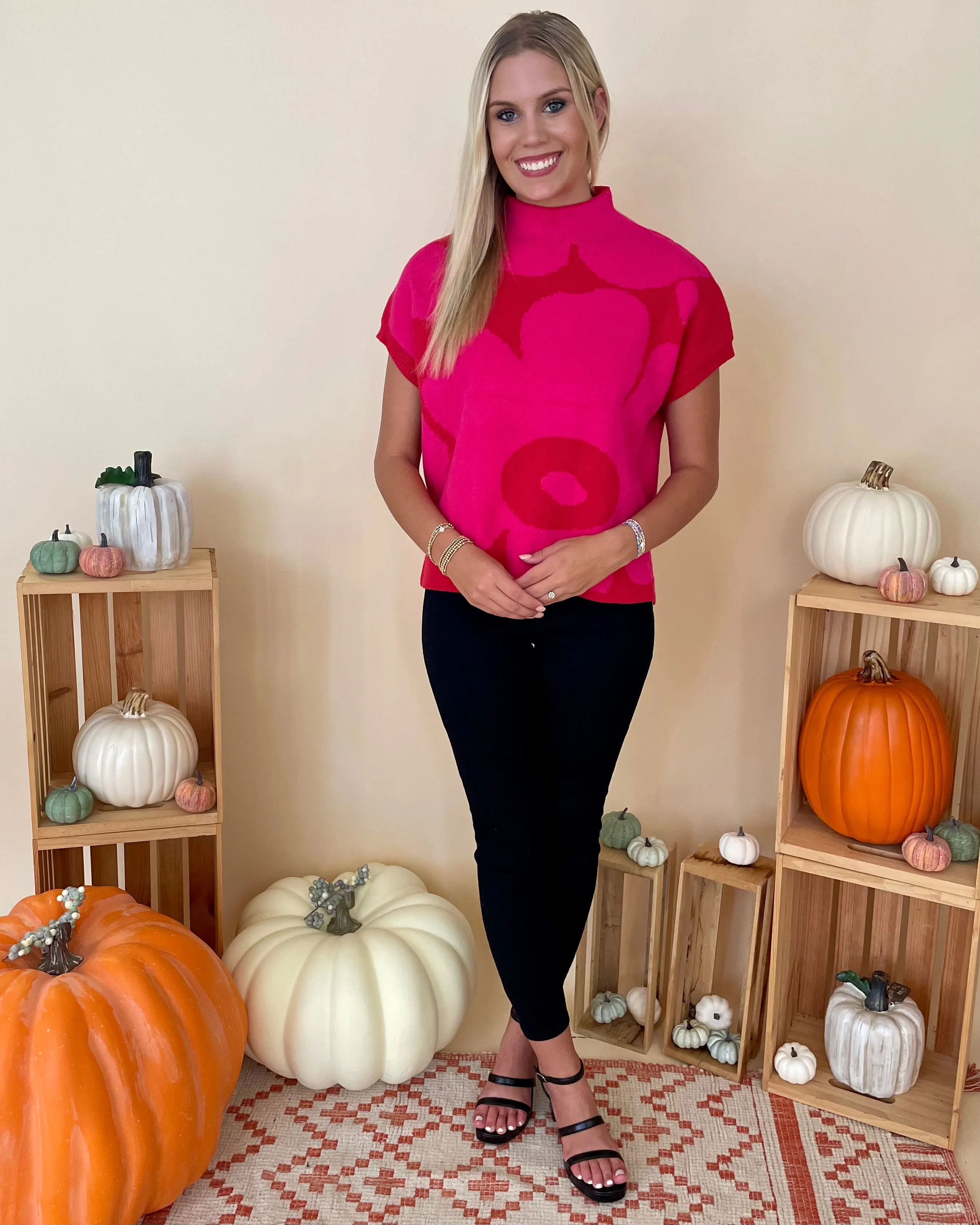 Full Heart Hot Pink/Red Flower Top