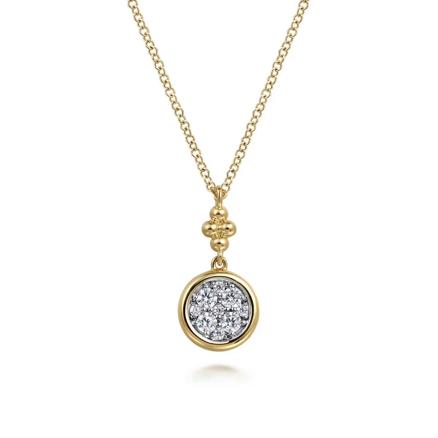 Gabriel & Co.  Diamond Cluster Bujukan Drop Pendant Necklace