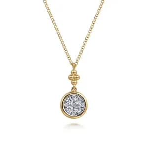 Gabriel & Co.  Diamond Cluster Bujukan Drop Pendant Necklace