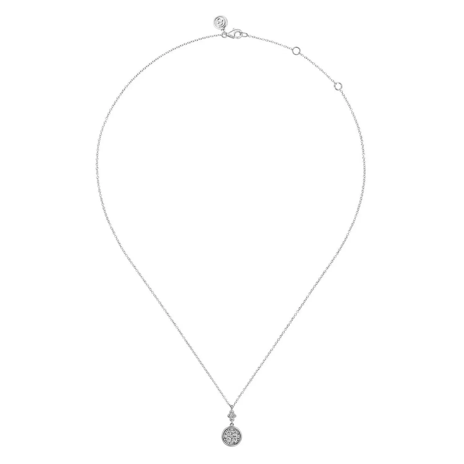 Gabriel & Co.  Diamond Cluster Bujukan Drop Pendant Necklace