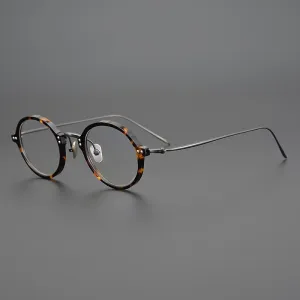 Gatenac Unisex Full Rim Round Acetate Titanium Frame Eyeglasses Gxyj329