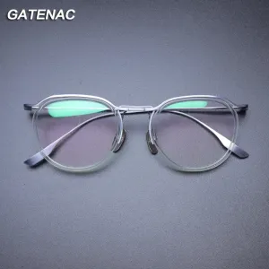 Gatenac Unisex Full Rim Round Titanium Eyeglasses Gxyj-1174