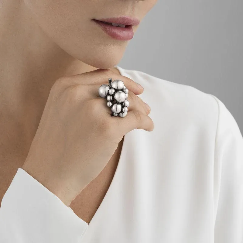 Georg Jensen Moonlight Grapes Ring - Oxidised Sterling Silver