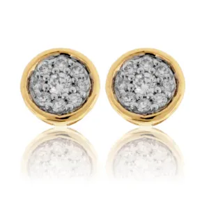 Gold Bezel Set Diamond Post Cluster Stud Earrings