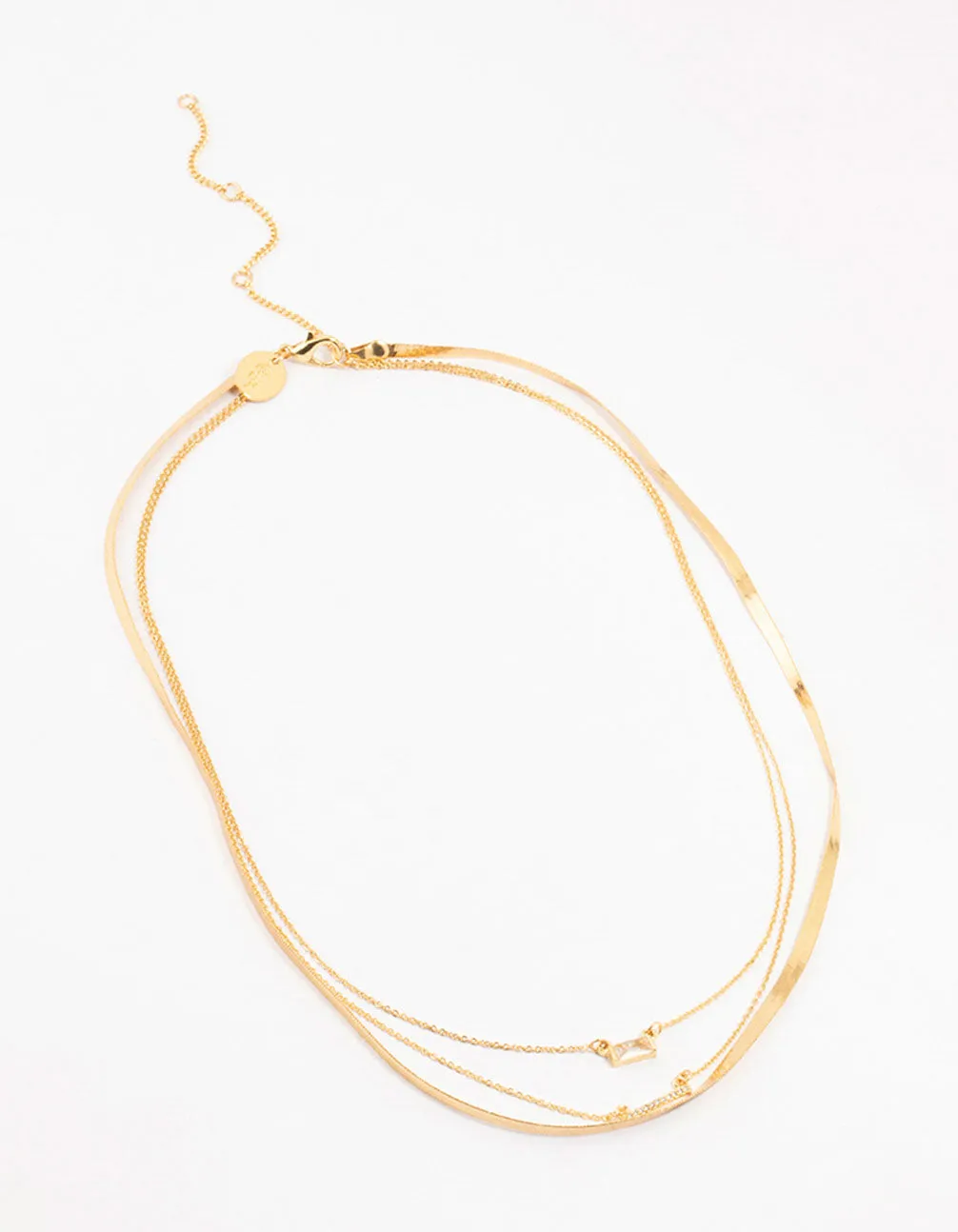 Gold Plated Snake & Diamante Crystal Layered Necklace
