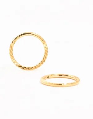 Gold Plated Titanium Flat Twisted Sleeper Earrings