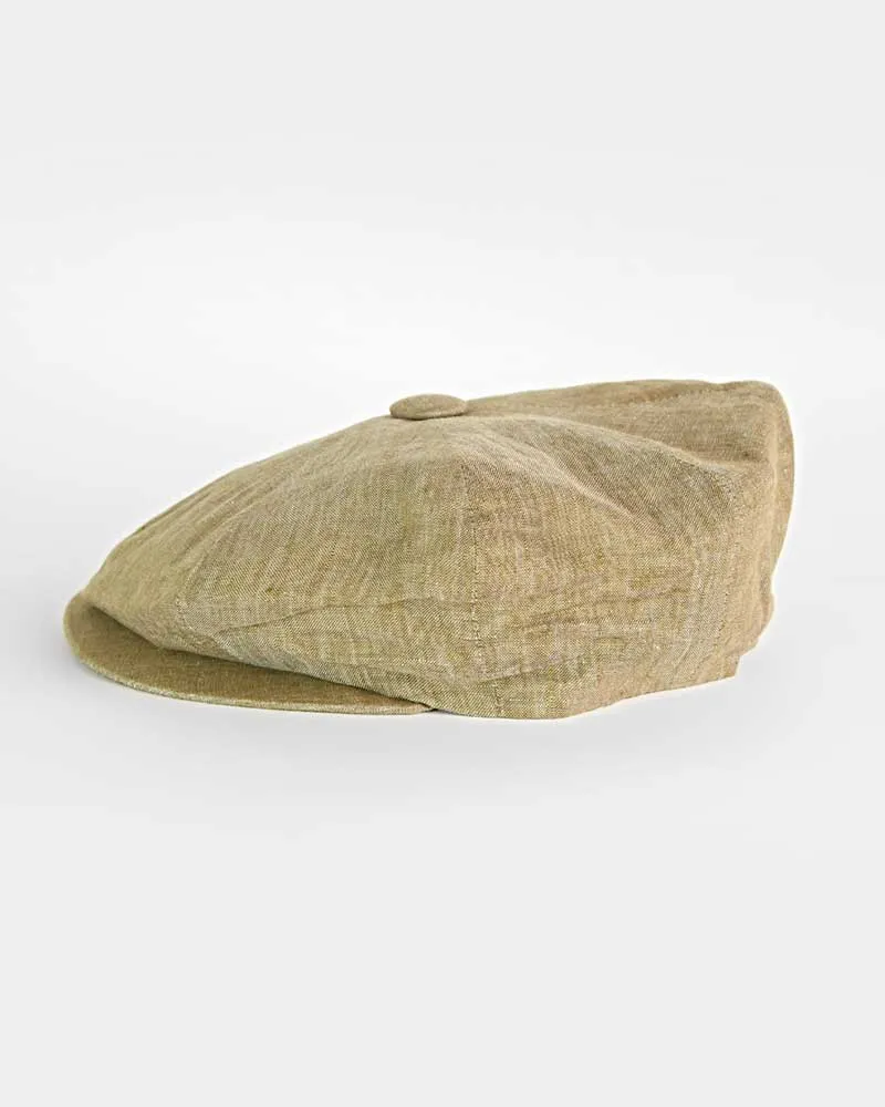 Green Linen Gatsby Cap