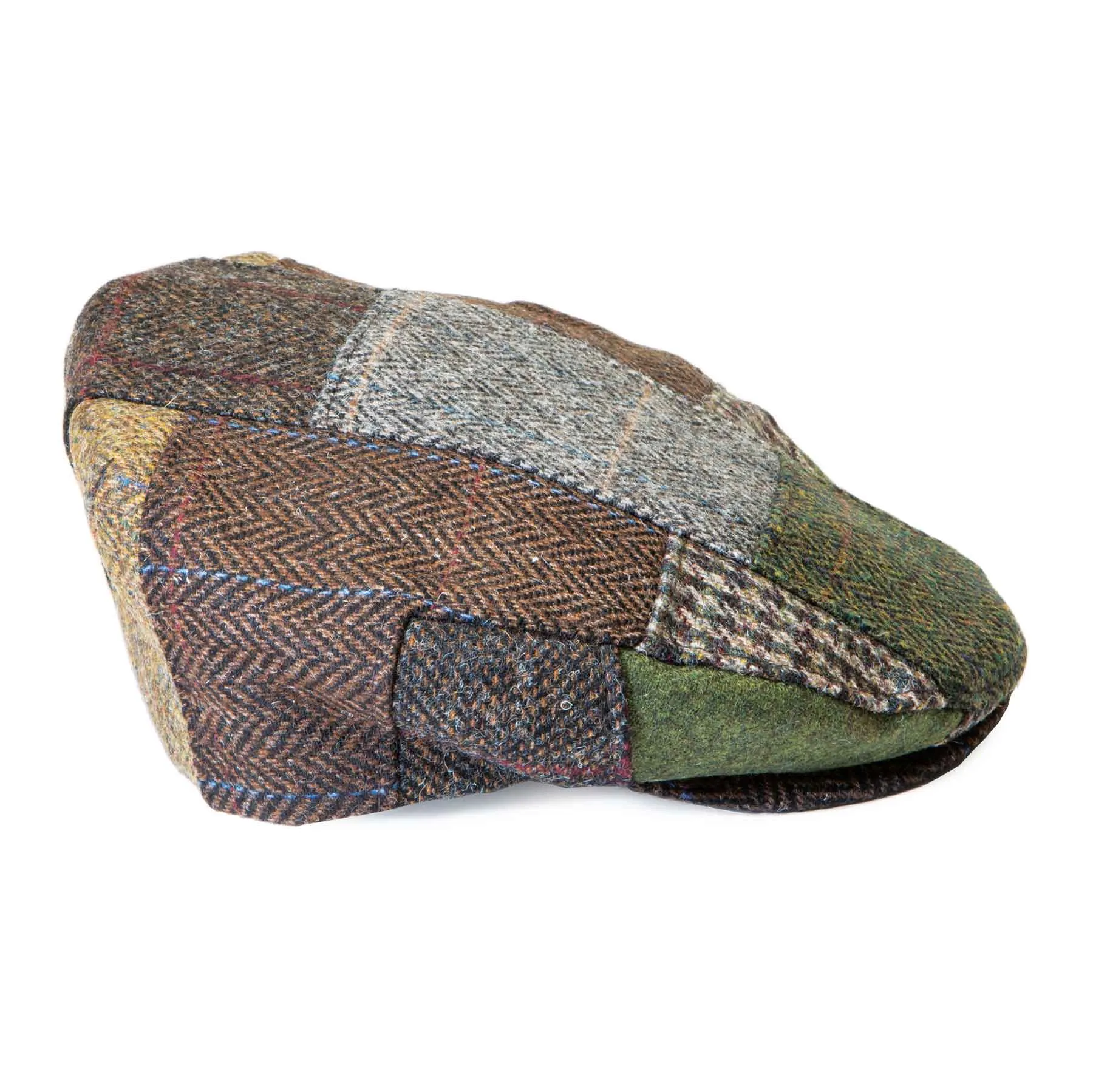 Green Patchwork Flat Cap