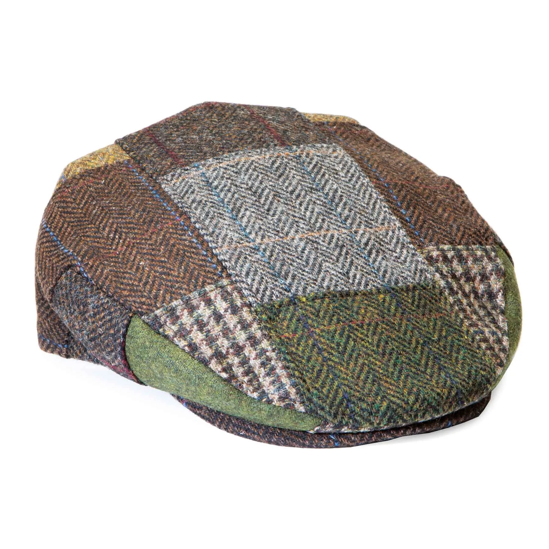 Green Patchwork Flat Cap
