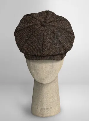 Harris Tweed Country Dark Brown Newsboy Cap