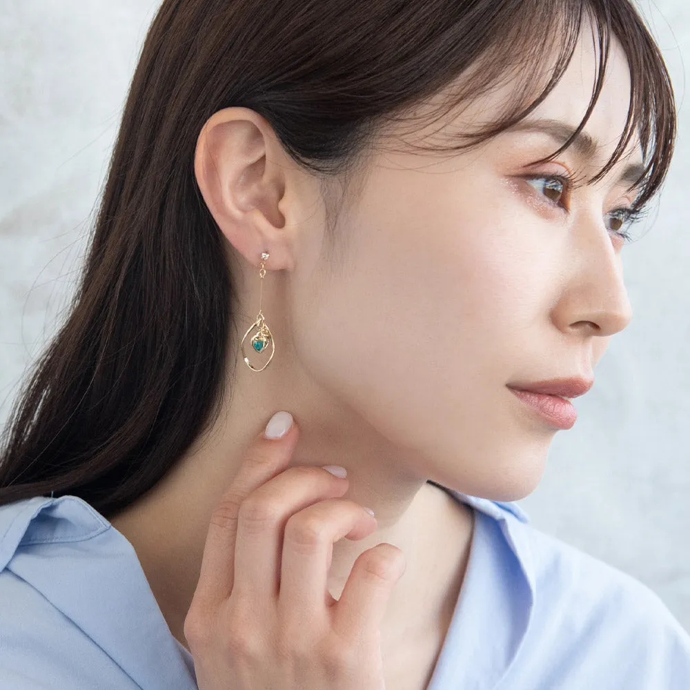 Heart Cage Stone Hoop Drop Earrings