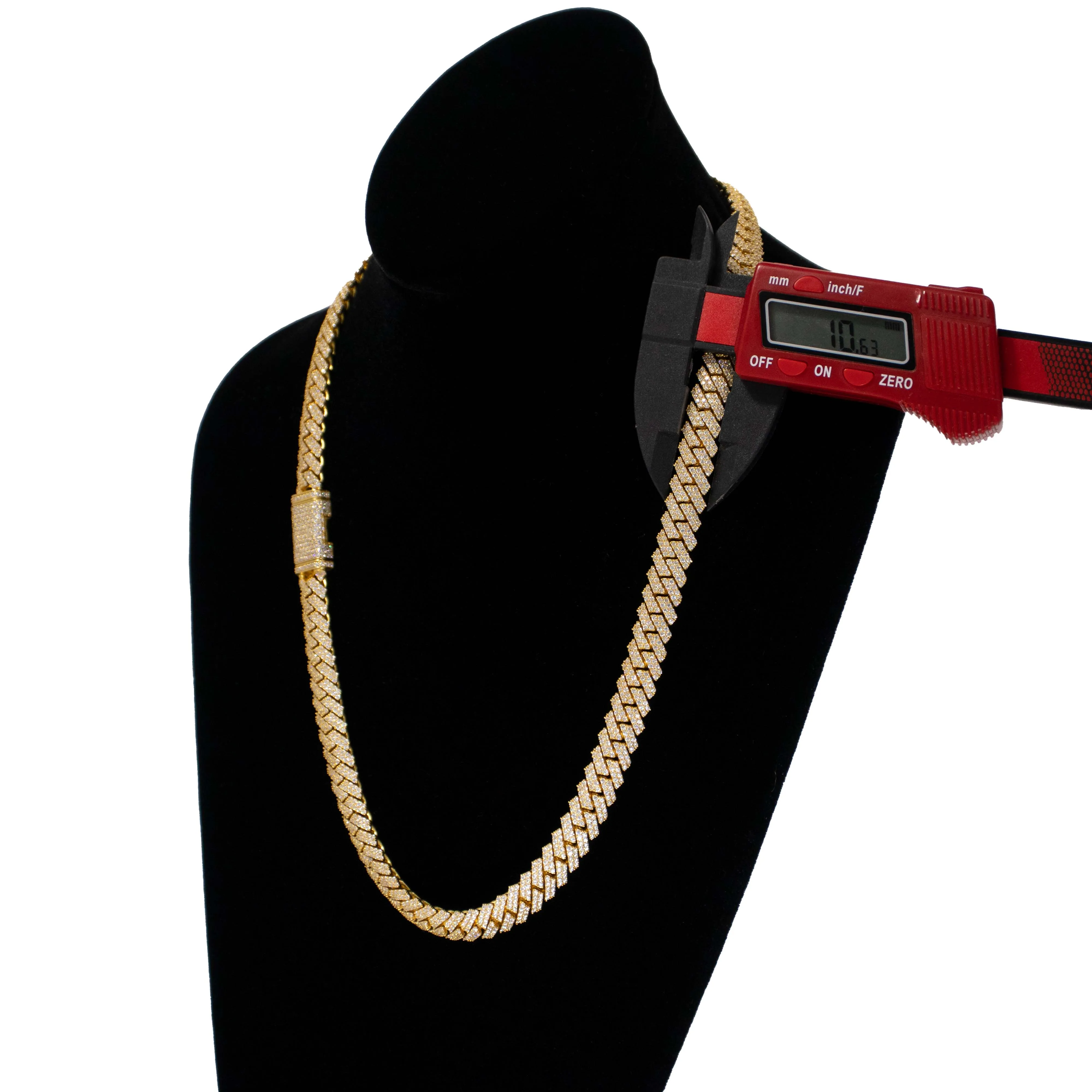 Iced Out Diamond Prong Cuban Link Chain - Solid Yellow Gold