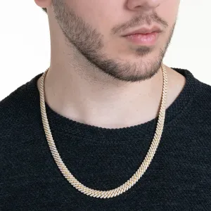 Iced Out Diamond Prong Cuban Link Chain - Solid Yellow Gold