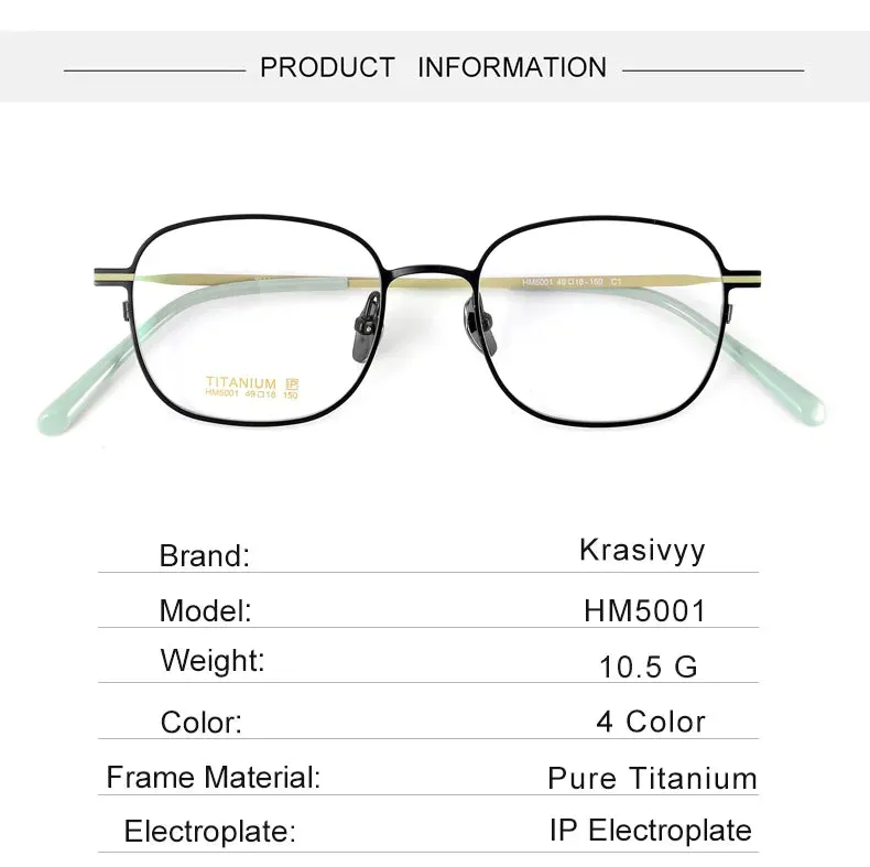 Krasivyy Men's Full Rim Square Titanium Eyeglasses Hm5001