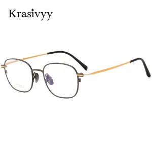 Krasivyy Men's Full Rim Square Titanium Eyeglasses Hm5001