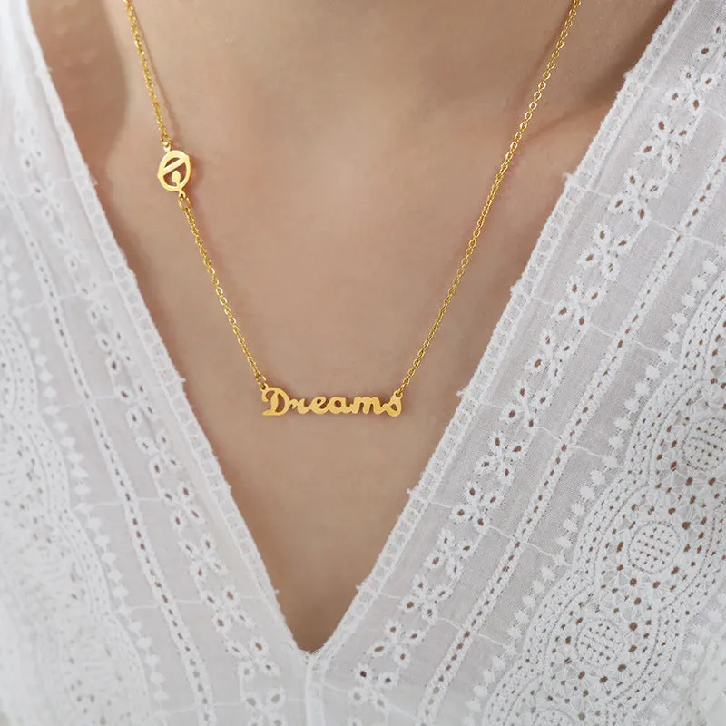 Luxurious Titanium Gold-Plated Pendant Necklace with Minimalist Design for Women