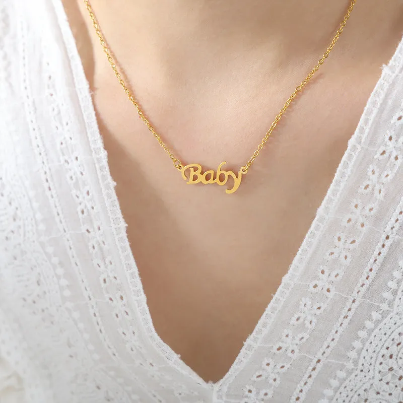 Luxurious Titanium Gold-Plated Pendant Necklace with Minimalist Design for Women