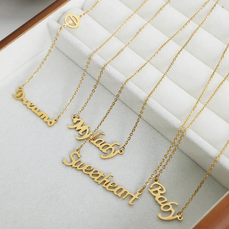 Luxurious Titanium Gold-Plated Pendant Necklace with Minimalist Design for Women