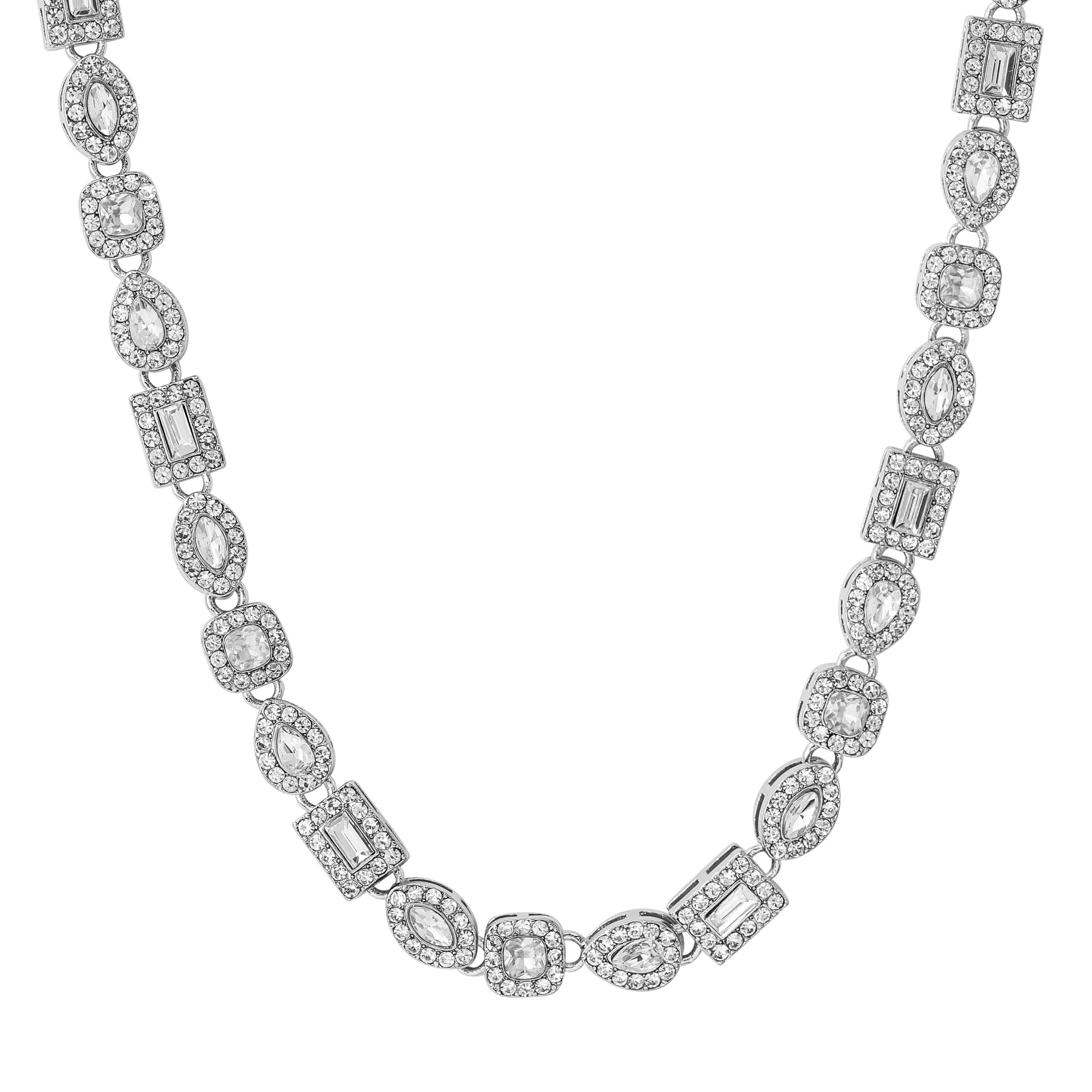 Men's Iced Out 6mm Mixed Stone Cluster Chain Necklace - Bling Jewelry