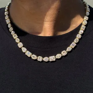 Men's Iced Out 6mm Mixed Stone Cluster Chain Necklace - Bling Jewelry