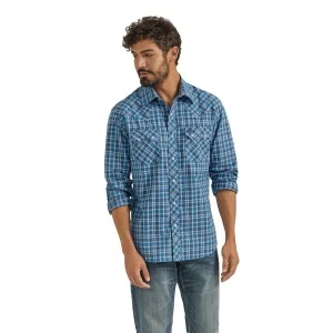 Men's Wrangler 112351480 Retro Long Sleeve Modern Fit Shirt Blue