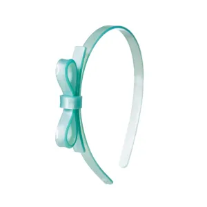 Mint Satin Thin Bow Headband