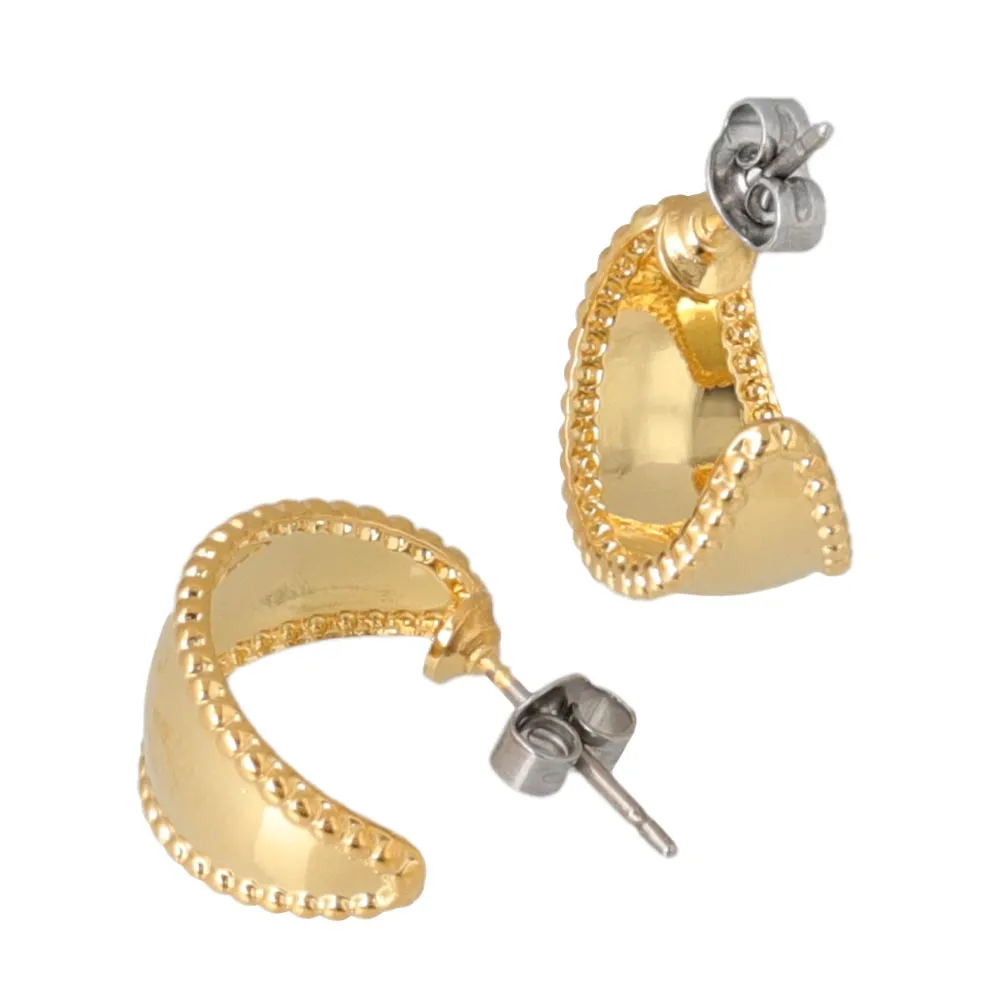 Mirror-Finish Milgrain Wide Curl Earrings