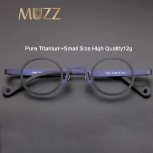 Muzz Unisex Full Rim Small Round Titanium Eyeglasses T7753