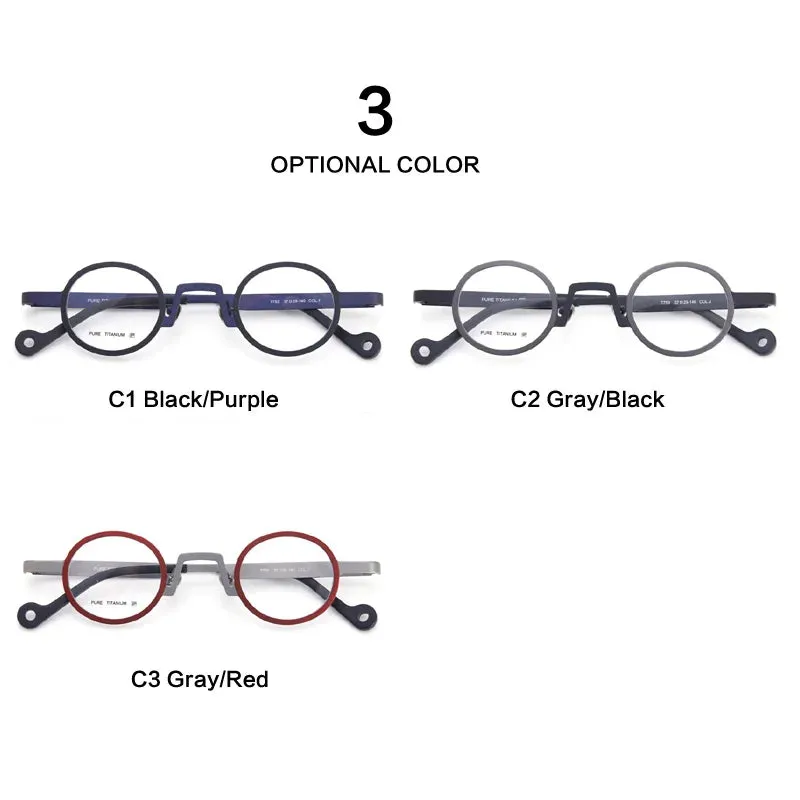 Muzz Unisex Full Rim Small Round Titanium Eyeglasses T7753