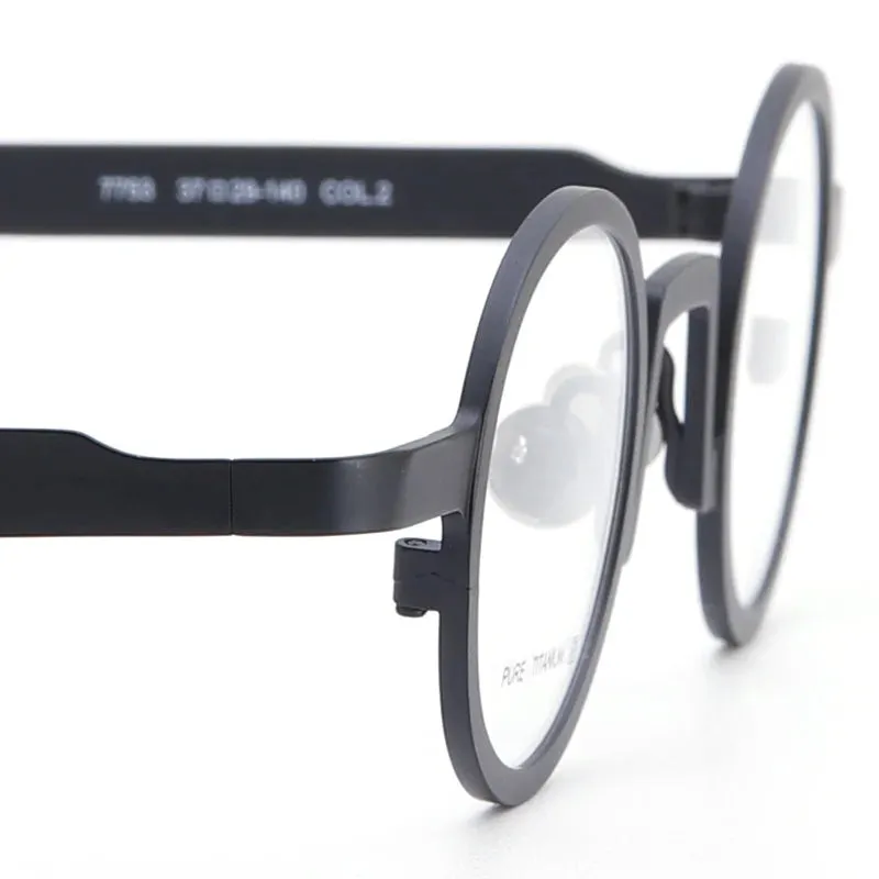 Muzz Unisex Full Rim Small Round Titanium Eyeglasses T7753