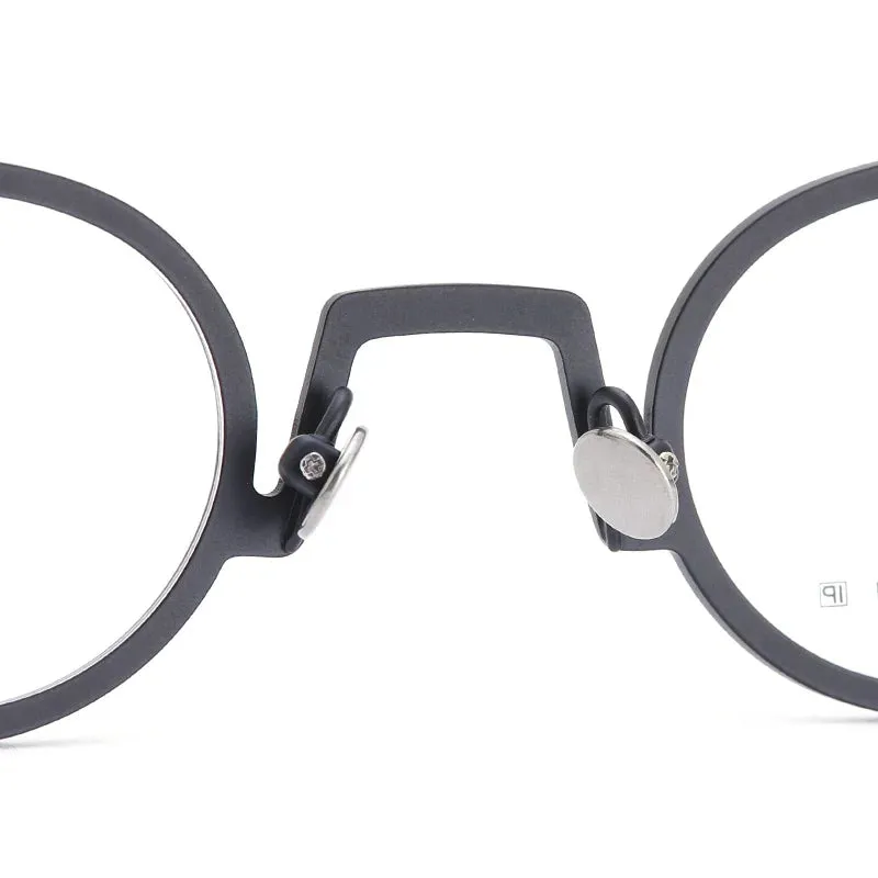 Muzz Unisex Full Rim Small Round Titanium Eyeglasses T7753