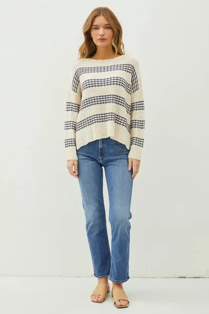 Navy Stripe Chunky Knit Sweater