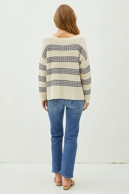 Navy Stripe Chunky Knit Sweater