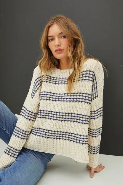Navy Stripe Chunky Knit Sweater