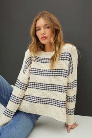 Navy Stripe Chunky Knit Sweater