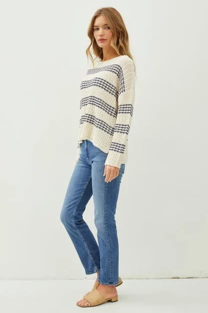Navy Stripe Chunky Knit Sweater