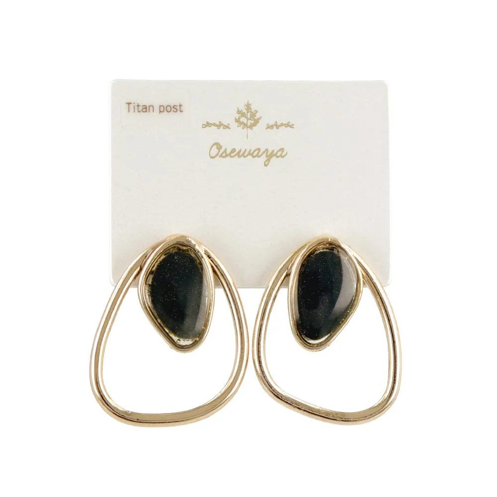 Open Frame Marble Detail Earrings