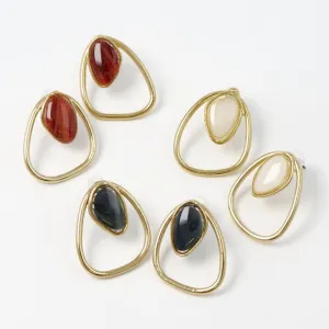 Open Frame Marble Detail Earrings