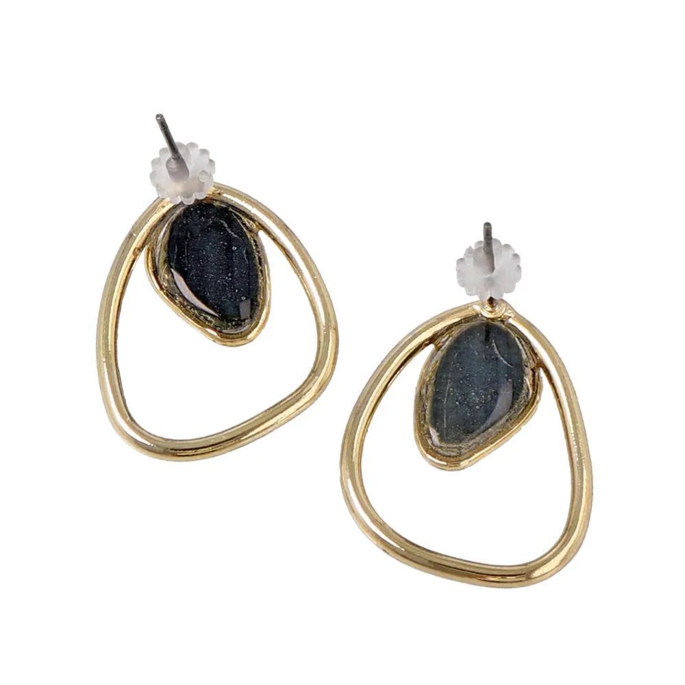 Open Frame Marble Detail Earrings